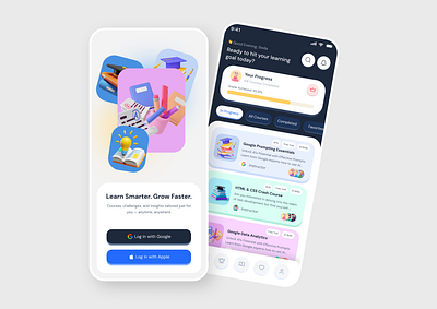 Online Education Course App Design app design app ui ux application design elearning app online course app online education app online learning app online school app user interface user interface design