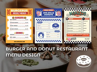 Burger and Donut Restaurant Menu Design dessert shop diner style