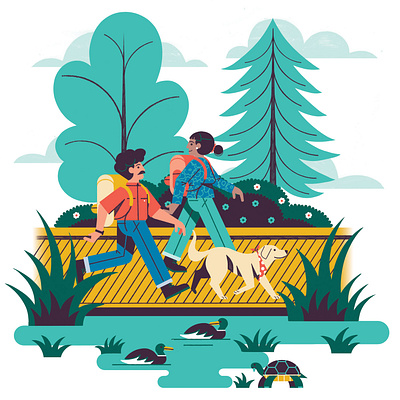 Explore Gwinnett character digital editorial folioart illustration