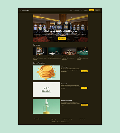 Casino landing page design typography ui ux