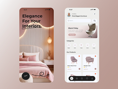 Furniture Mobile Application furniture app furniture store furniture ui home decor interior app interior design app modern furniture online store property