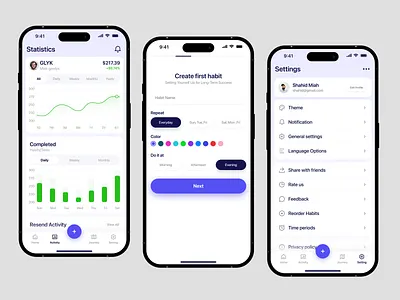HBIT – Habit Tracker App activity app interface fitness goals habit app habit tracker healthcare heart rate monitor mobile app productivity sleep tracker sport statistics task management task tracker to do tracker ui designer wavespace workout