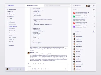 Chat Application channel chat chat app chat details chatting communication conversation design system enterprise inbox message messages saas side menu side navigation team uiux ux web web design
