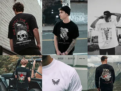 clothing designs for your brand, streetwear edgy, urban brand! brand t shirt branding design graphic design illustration streetwear vector