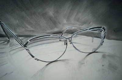 Glasses charcoal drawing