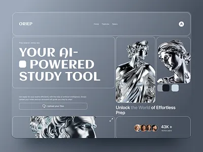 ORIEP your AI-powered study tool 3d ai chat app branding design figma graphic design illustration study tool typography ui uiux design ux