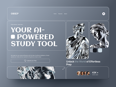 ORIEP your AI-powered study tool 3d ai chat app branding design figma graphic design illustration study tool typography ui uiux design ux