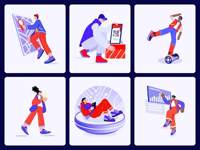 Technology Illustration Art Set art coding creative data design devices digital flat future graphic illustration innovation internet minimal modern network technology trendy ui vector