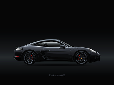 Porsche 718 Cayman GTS automotive clean dark design flat illustration porsche slick vector