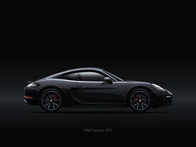 Porsche 718 Cayman GTS automotive clean dark design flat illustration porsche slick vector