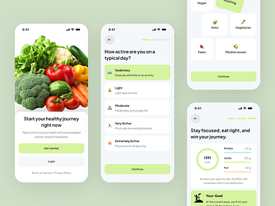 Onboarding - AI Powered Food Calorie Tracker App ai app ai design app concept app design calorie app interface login minimal mobile app mobile ui modern design onboarding onboarding screen product design sign in sign up tracker app ui design ui inspiration ux design