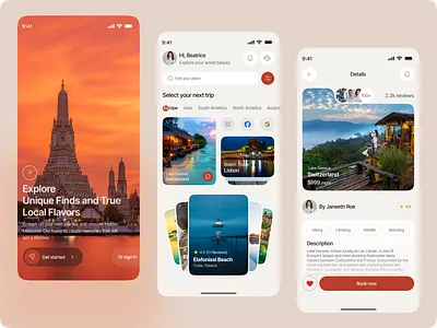 Travel Mobile App android app app design app interfaces booking booking app design trend destination ios mobile mobile app design mobile ux search travel travel agency travel app design travel booking trip ui ux design vacation