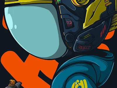 Rejected Bot anime art character cyberpunk design dystopian futuristic illustration manga popart robot urbanart vector