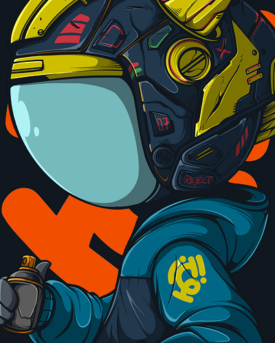 Rejected Bot anime art character cyberpunk design dystopian futuristic illustration manga popart robot urbanart vector