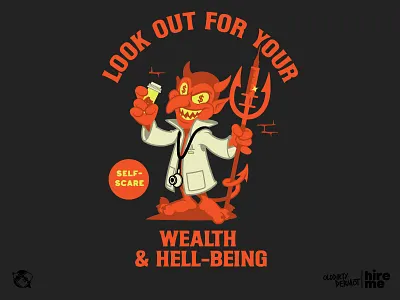 Hell Being T-shirt design character design devil graphics health illustration mascot t shirt design tee design vector vector design wealth