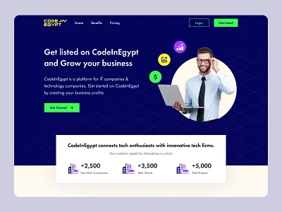 CodeInEgypt Landing Page branding clean ui clear ui code graphic design hero section landing page product ui ui design ux ux design web web design website