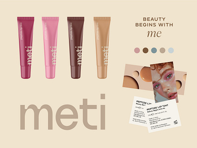 Meti / Branding / Beauty 3d beauty brand identity branding care colors label logo makeup minimal packaging soft ui