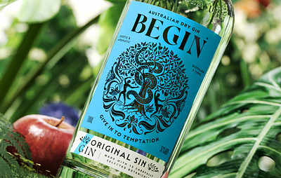 Begin Gin alcohol branding design graphic design illustration lettering logo spiritpackaging type typography