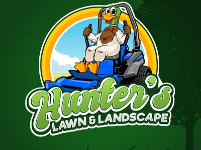 Custom Lawn Care Cartoon Logo for Hunter’s Landscaping landscaping cartoon logo