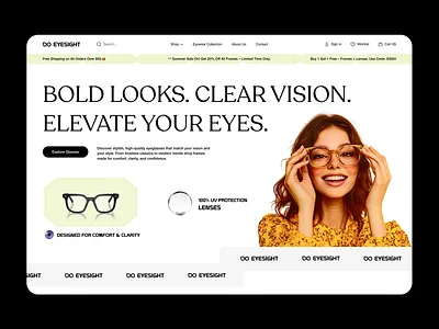 Eyesight - Eyewear Store Website dribbble best shot e commerce ecommerce landing page online shopping product page startup sunglasses web design webdesign website