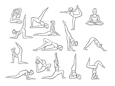 Woman Yoga Pose Doodle Illustration character design health illustration lifestyle yoga yoga pose