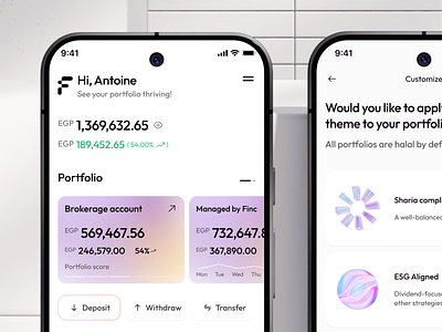 FinTech Mobile App UI/UX app blue branding cards dark finance fintech gradient graphic design interface investment light logo mobile pink purple ui uiux ux yellow