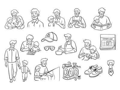 Father's day Doodle Illustration cartoon character dad design father father day illustration