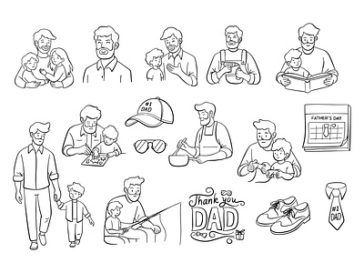 Father's day Doodle Illustration cartoon character dad design father father day illustration