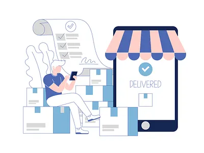 Online Shop | Receiving Packages Illustration cartoon character delivery design illustration mascot online shop online shopping packages