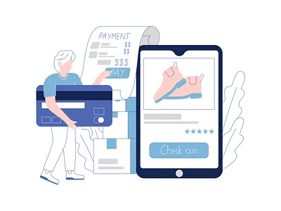 Online Shopping | Completing Payment Illustration buy cartoon character check out design illustration online shop payment