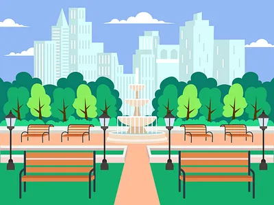 Public Space | Garden Park Illustration city design fountain garden illustration landscape park