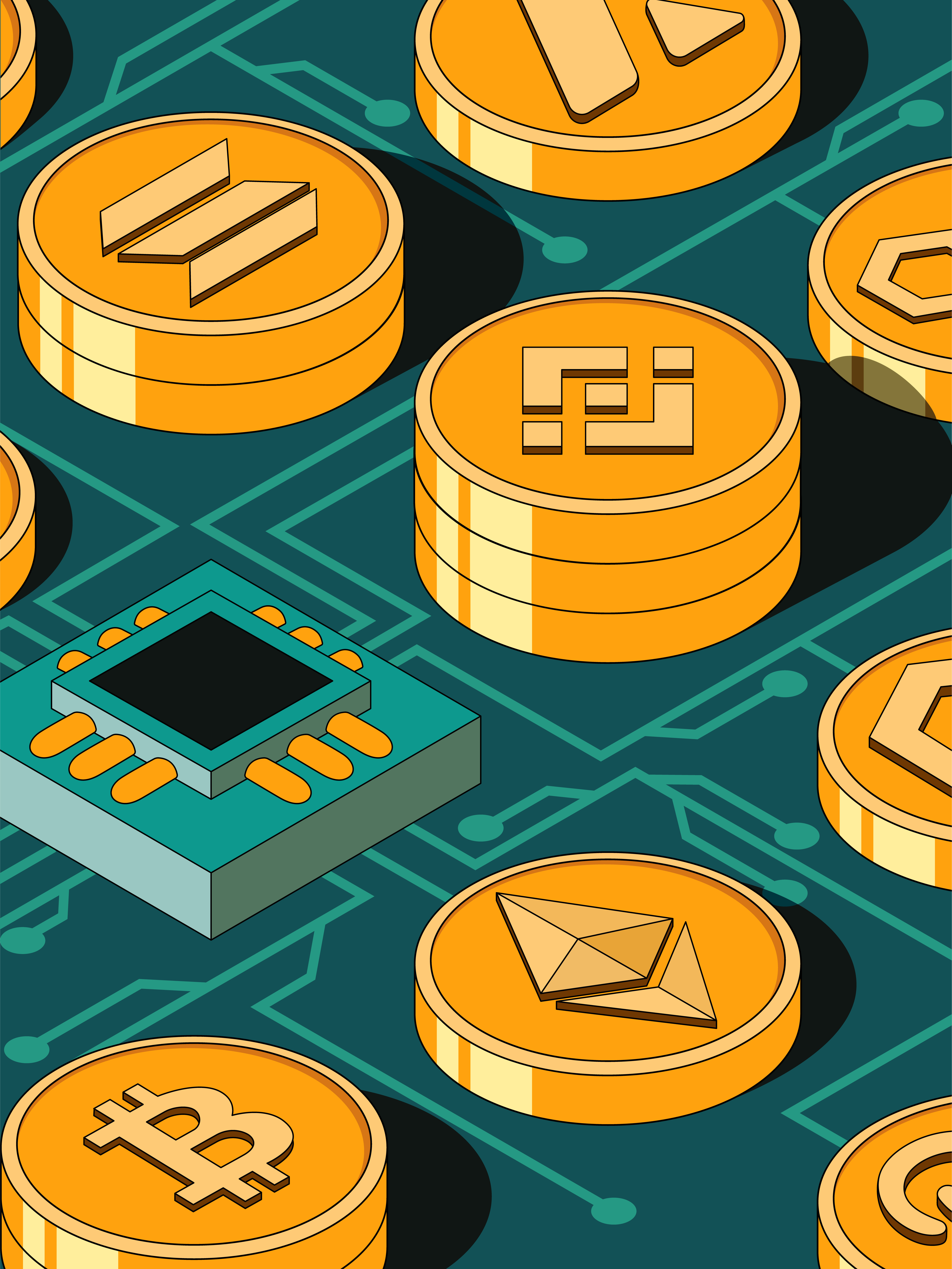 Crypto Currency Illustration chip crypto cryptocurrency design digital illustration money technology