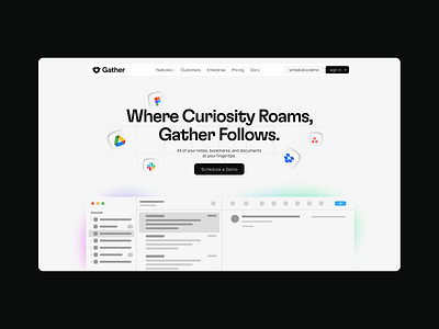 Gather Hero branding identity landing page logo mark negative space symbol ui web design website design