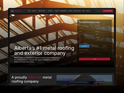 Renoteck | Roof Construction and Repair branding design graphic design illustration logo ui ux vector web web design