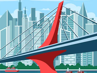 Bridge Illustration bridge building city design illustration infrastructure