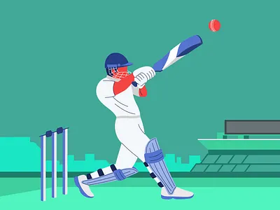 Cricket Sport Illustration ball cartoon chalange character cricket design field games illustration mascot sport stick teamsport