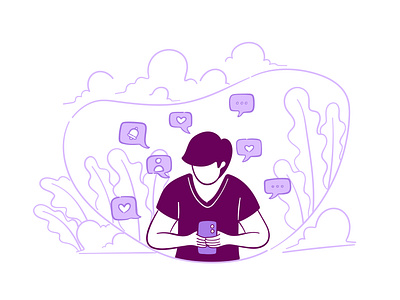 Social Media Interaction Illustration cartoon character design digital illustration interaction likes social media