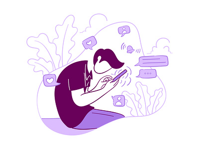 Social Media Addiction addiction cartoon character design habit illustration social social media