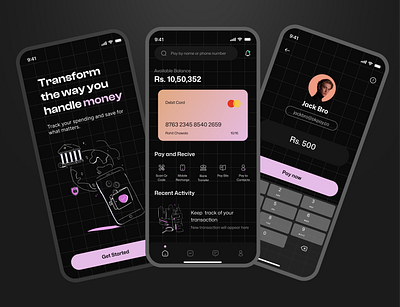 FinTech App Design agency app design figma freelancer hire me ui uiux uiux design ux writter