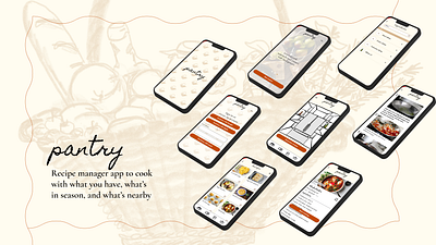 Pantry app cooking food illustration manager mobile notes organization recipe social
