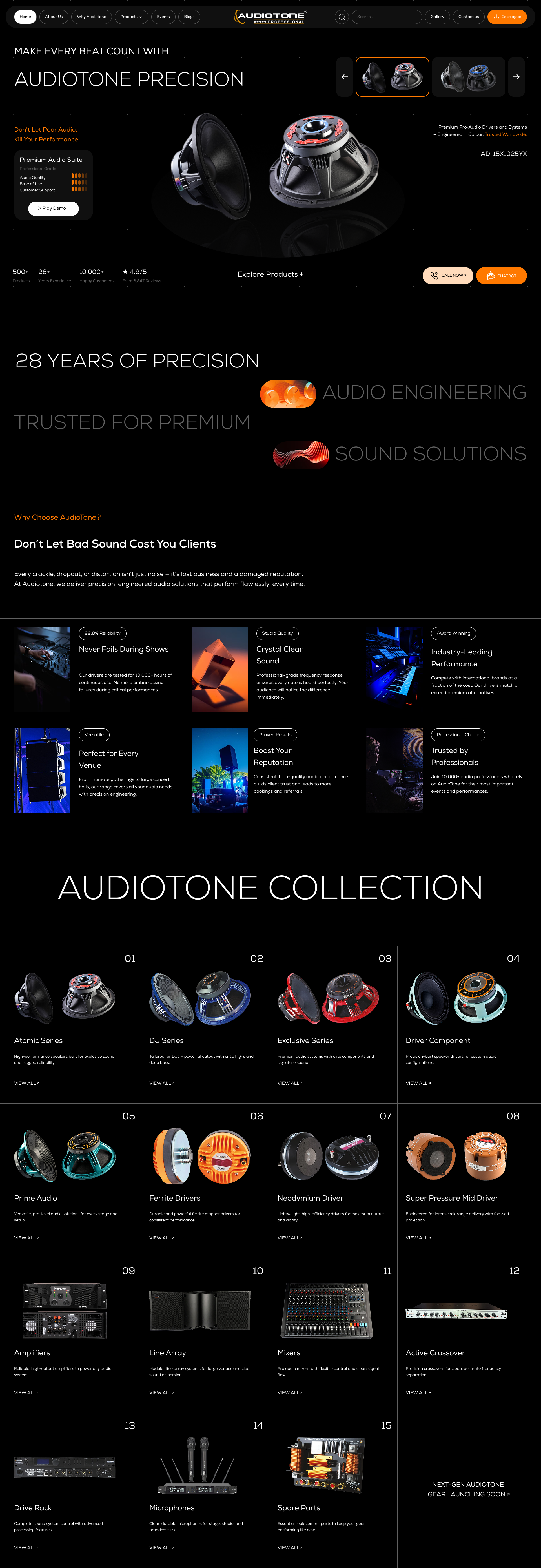AudioTone Website Redesign audio audiotone darktheme dj ecommerce music productdesign sound uxui webdesign websiteredesign