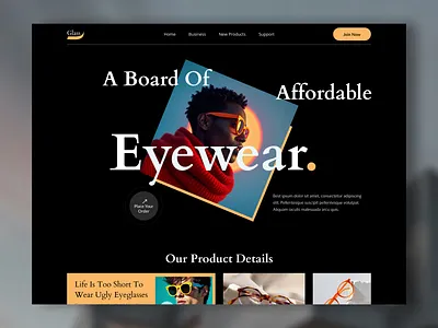 Eyewear Website Design : landing page home page website design dark therme design eyewear eyewear website graphic design homepage landingpage ui ux ui interface uidesign web page web site webpage website website design