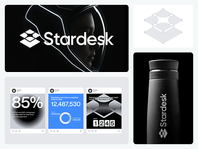 Stardesk ai branding customer design desk layer logo logodesign minimal space star support technology