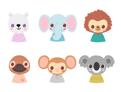 Set of pretty little animal avatars 3d animation app branding design flat graphic design icon illustration illustrator logo minimal motion graphics typography ui ux vector web web design website