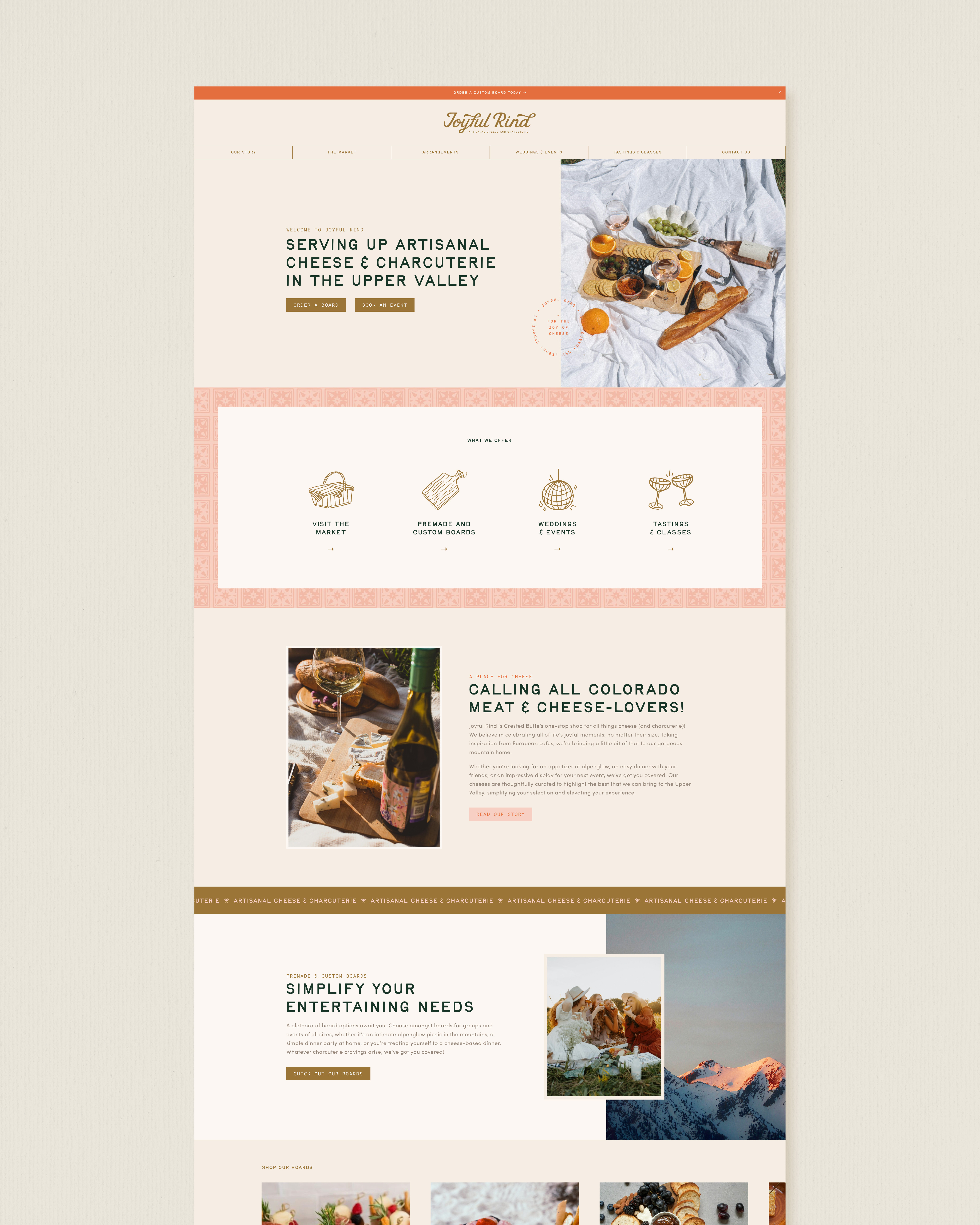 Website Design / Charcuterie Company brand design branding charcuterie branding restaurant branding restaurant website squarespace squarespace design web design website design website designer