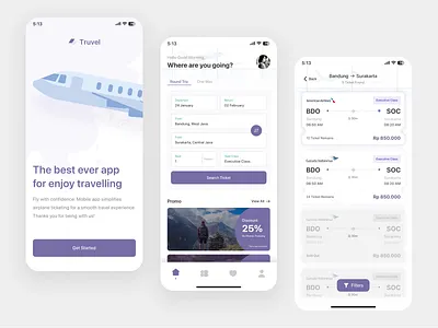 Truvel - Ticket mobile app airline airplane app boarding pass digital product flight flight book ios mobile app design mobile design mobile ui online ticket ticket ticket design transport travelling ui design uiux uiux design