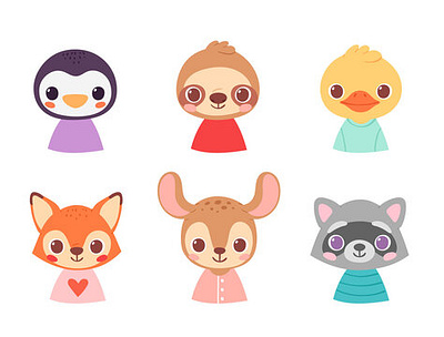 Set of pretty little animal avatars 3d animation app branding design flat graphic design icon illustration illustrator logo minimal motion graphics typography ui ux vector web web design website