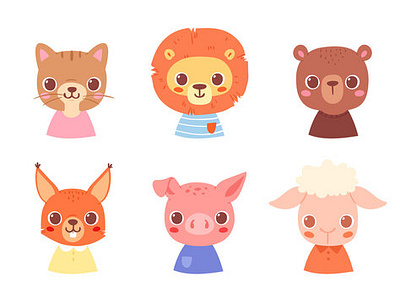 Set of pretty little animal avatars 3d animation app branding design flat graphic design icon illustration illustrator logo minimal motion graphics typography ui ux vector web web design website