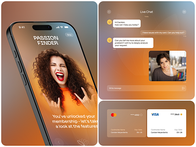 Membership Onboarding, Chat & Payment App UI app design customer support design interface ios live chat membership mobile app modern ui onboarding payment flow payment ui product design subscription ui ux video chat
