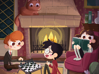 Gryffindor Common Room 3d animation app branding design flat graphic design icon illustration illustrator logo minimal motion graphics typography ui ux vector web web design website